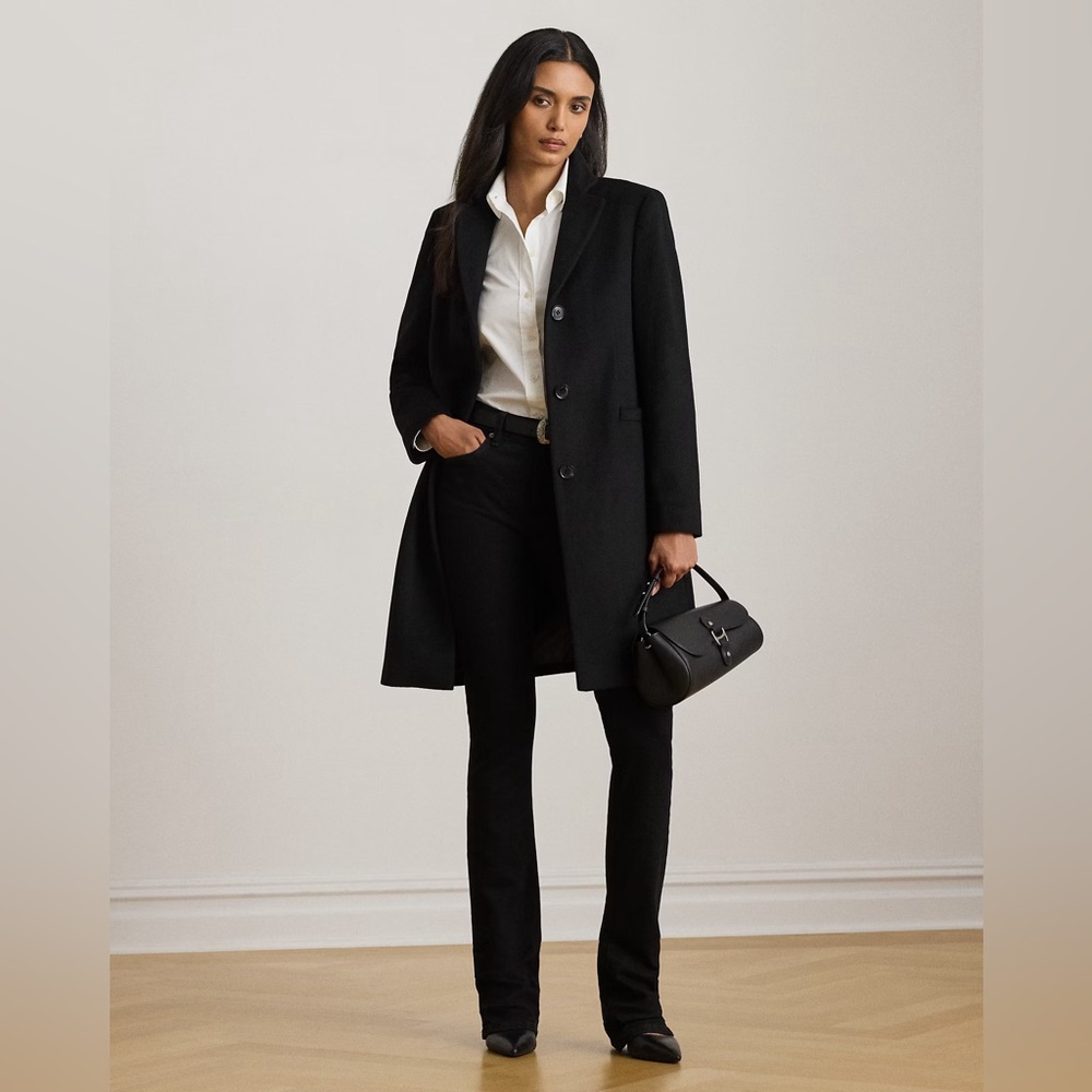 Ralph Lauren Women's Black Single-Breasted Walker Coat